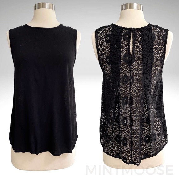 SOLD NORDSTROM ELODIE Black Lace Back Tank Size Medium - Picture 1 of 9
